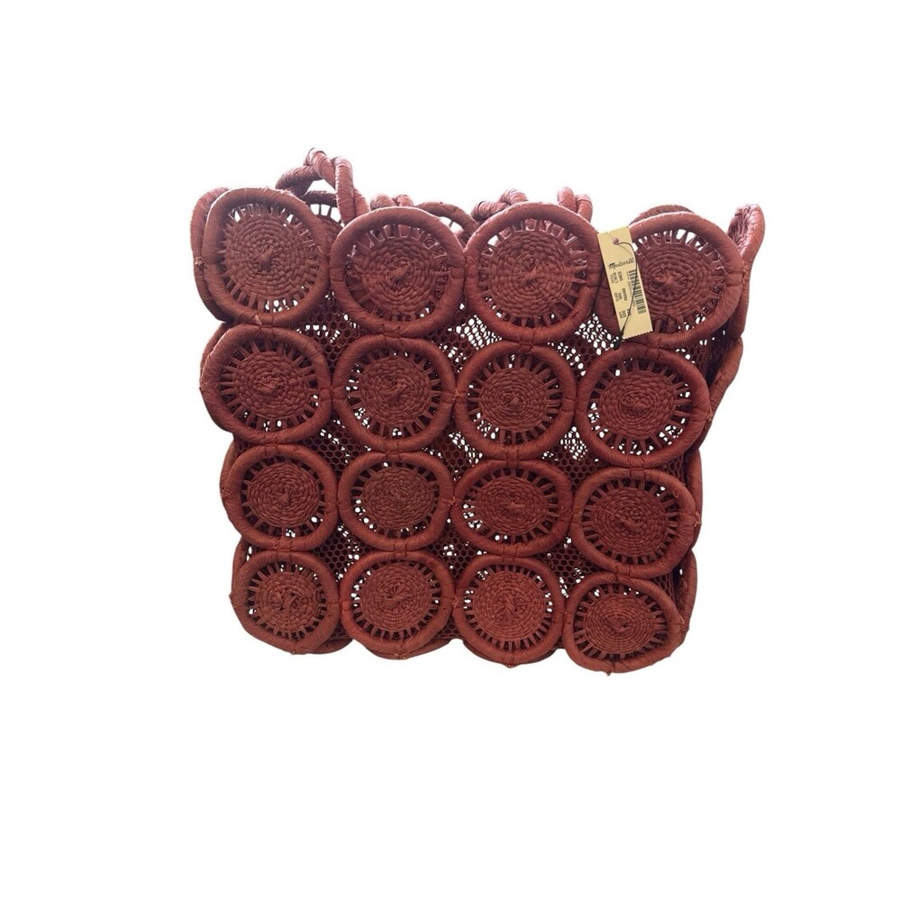 Madewell Straw Catania Tote Sweet Dahlia Woven Circle Medallion Summer Bag NWT - Picture 2 of 10